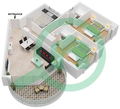 阿尔马苏米大楼 - 2 卧室公寓单位3 FLOOR 1戶型图
