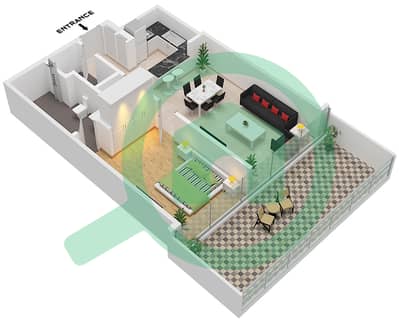 达马克之家 - 1 卧室公寓类型F戶型图