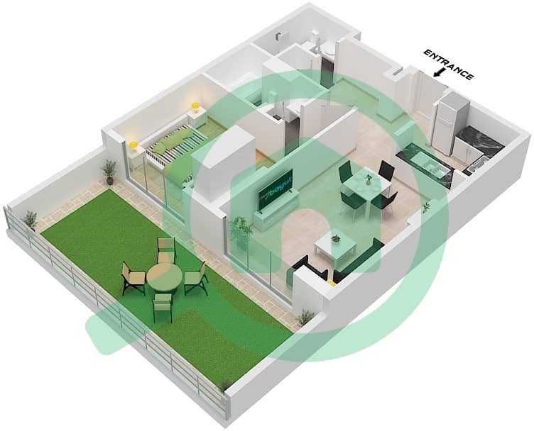Centrium Tower 1 - 1 Bedroom Apartment Type A Floor plan Type A interactive3D