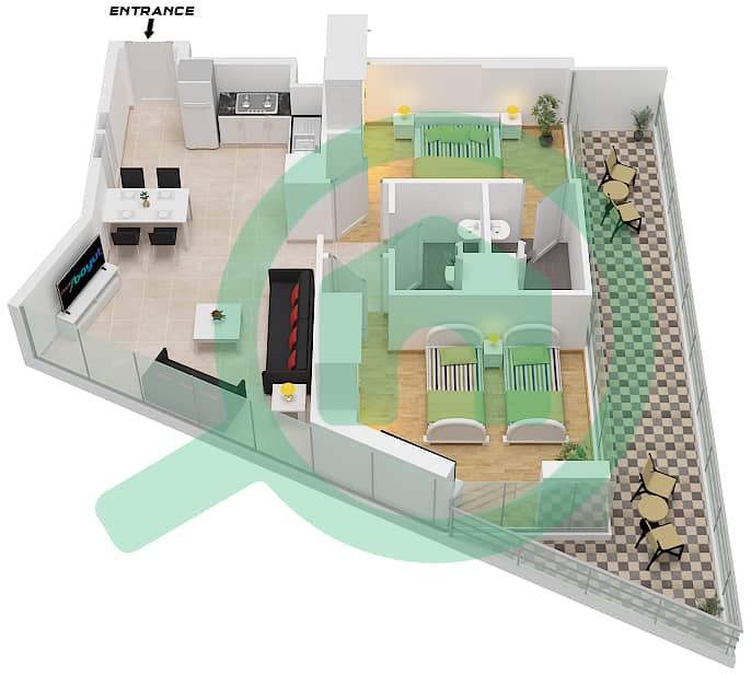 Diva - 2 Bedroom Apartment Type E Floor plan Type E Floor 1-12 interactive3D
