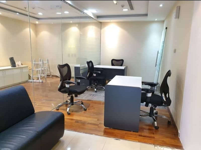 Fully Furnished Shared Office AED 3,200/--FREE DEWA, WIFI and Utilities-Renewal New Business Set-up