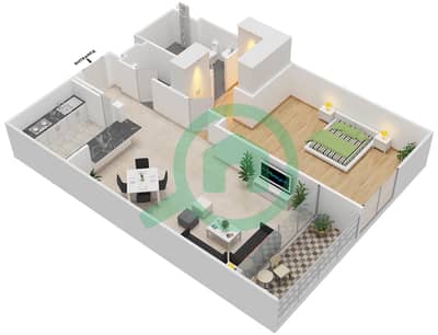 The Galleries - 1 Bedroom Apartment Unit 102,202,302 Floor plan