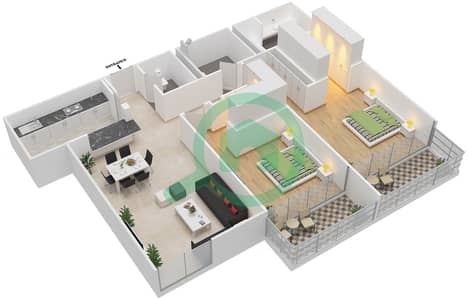The Galleries - 2 Bedroom Apartment Unit 112,212,312 Floor plan