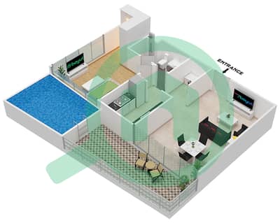 Hatimi Residences - 1 卧室公寓类型／单位3 / UNIT 2,3 FLOOR 1戶型图