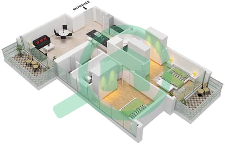 Аппер Хаус Ист - Апартамент 2 Cпальни планировка Тип/мера B / UNIT 1,10 FLOOR 22-27