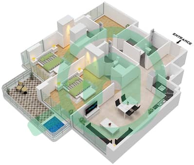 Bonds Avenue Residences - Апартамент 2 Cпальни планировка Тип B