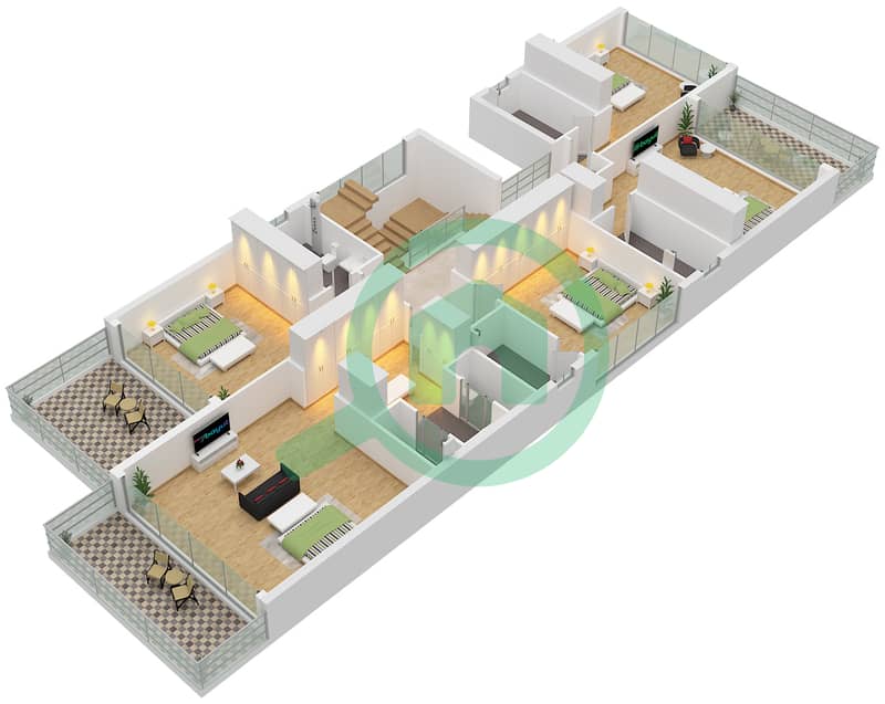 波托菲诺联排别墅 - 7 卧室别墅类型BL-VD1戶型图 Type BL-VD1  Floor First interactive3D