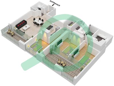Downtown Views II Tower 1 - 3 卧室公寓单位8戶型图