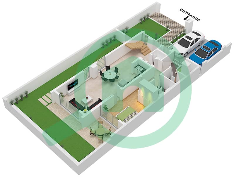 Nima - 4 Bedroom Townhouse Type/unit CEDAR B MIRRORED /UNIT 6, Floor plan Type Cedar B Mirrored Unit 6,10-Floor Ground interactive3D
