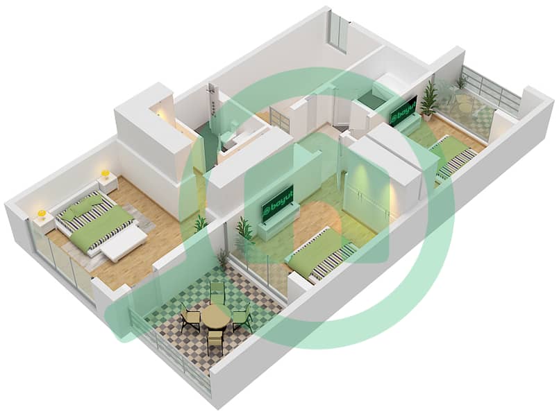 Nima - 4 Bedroom Townhouse Type/unit CEDAR B MIRRORED /UNIT 6, Floor plan Type Cedar B Mirrored Unit 6,10-Floor First interactive3D