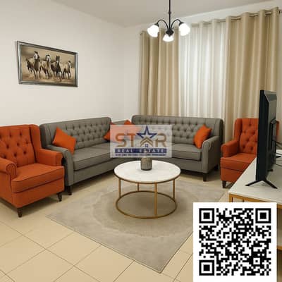 1 Bedroom Apartment for Sale in Ajman Downtown, Ajman - Elegant Living Room with Rustic Accents. png