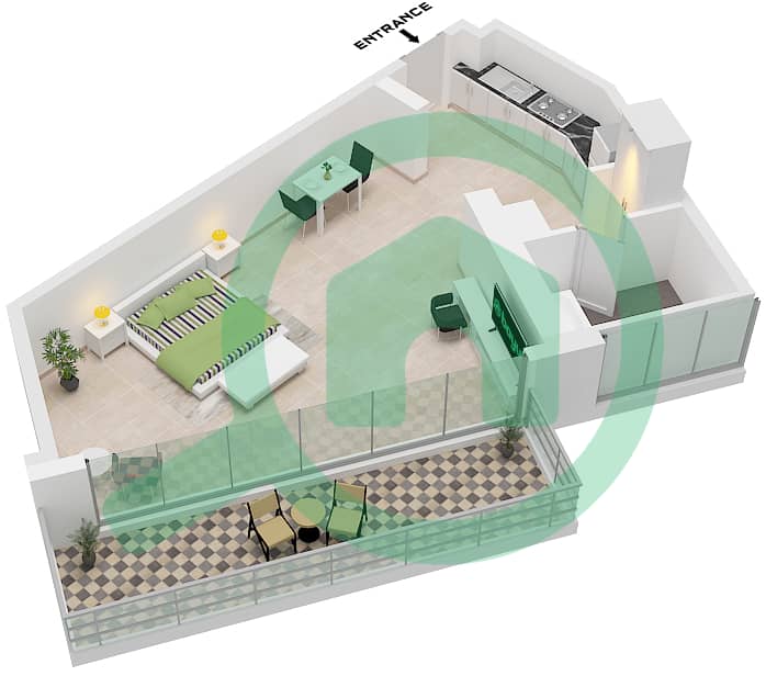المخططات الطابقية لتصميم النموذج A شقة استوديو - أرتيسيا C Type A interactive3D