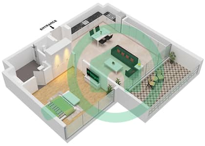 内斯巴 2区 - 1 卧室公寓类型C1戶型图