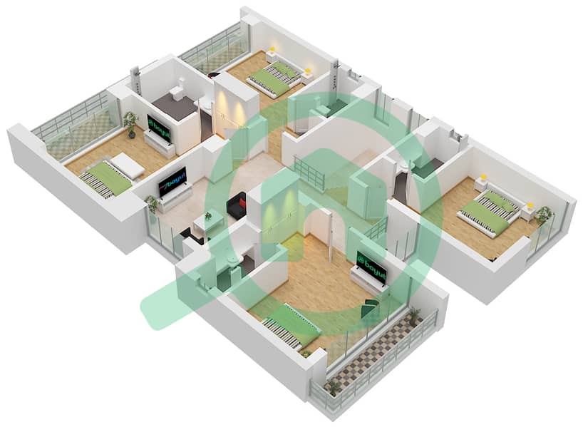 Тёрф - Вилла 5 Cпальни планировка Тип V3 Type V3 Floor First interactive3D
