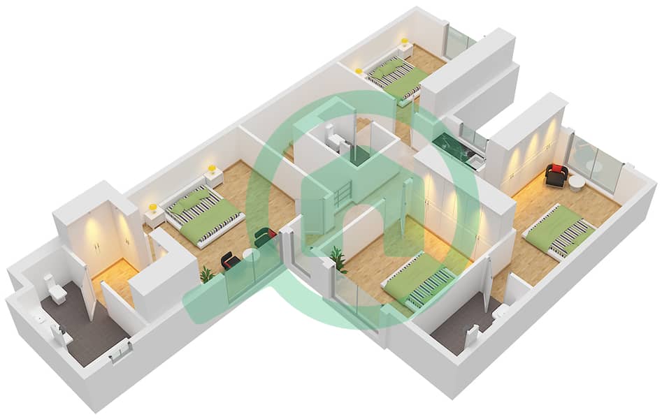 Шарджа Састейнбл город - Вилла 4 Cпальни планировка Тип ANNEX 1 Type Annex 1 First Floor interactive3D