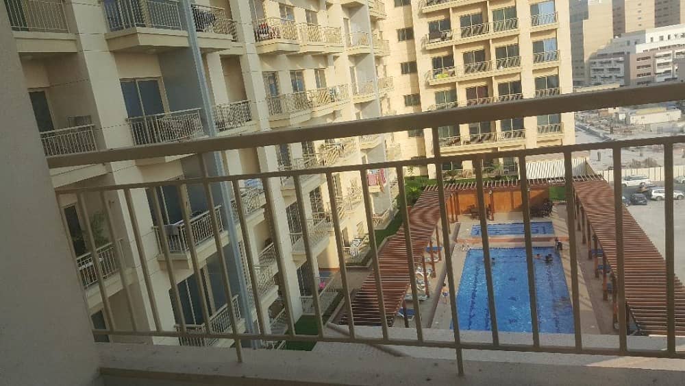 Jvc, 3 b/r with study , 4 cheques , large kitchen , large balcony , pool view