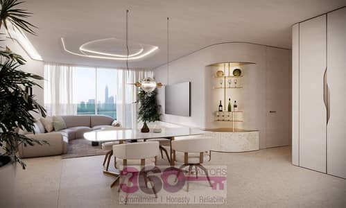 شقة 2 غرفة نوم للبيع في جزر دبي، دبي - Natuzzi-Harmony-Residences_Living_dining_Campus-table. jpg