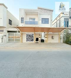 Villa for rent, stone facade, five master bedrooms, Al Yasmin area, Ajman