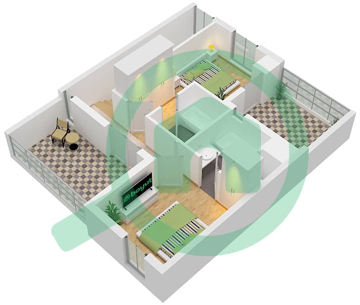 Mulberry - Plan d’étage de 5 chambres Villa Type R-3M Type R-3M Floor Second interactive3D