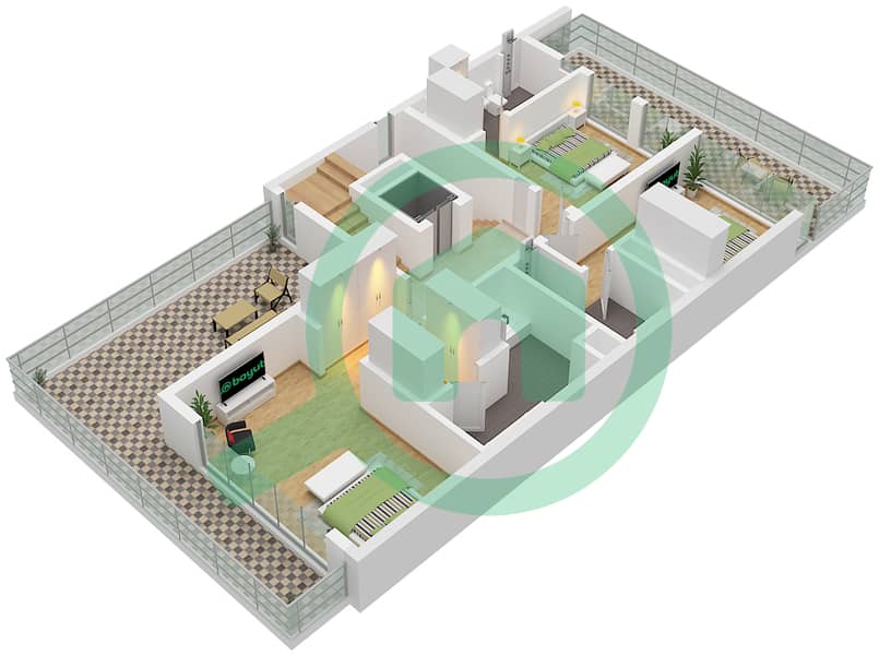 المخططات الطابقية لتصميم النموذج LIVIA-MIRROR فیلا 5 غرف نوم - جولف لاين Type Livia-Mirror Floor First interactive3D