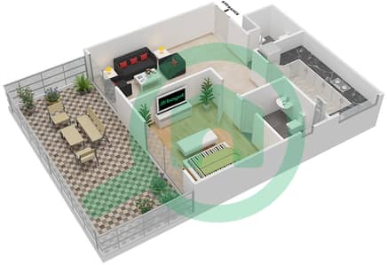 长虹一号住宅楼 - 1 卧室公寓类型／单位4/1B4戶型图
