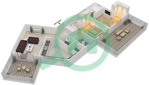 المخططات الطابقية لتصميم النموذج / الوحدة 6/2B4 شقة 2 غرفة نوم - ايفر شاين ون