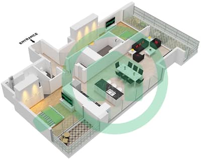 Peninsula Four The Plaza - 2 Bedroom Apartment Type/unit 2A/UNIT 02,08 FLOOR 7-47 Floor plan