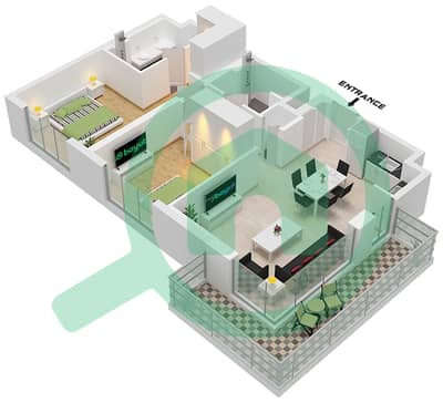 Greenside Residence Tower A - 2 Bedroom Apartment Type/unit 2 / UNIT 7 PODIUM,1-19 Floor plan