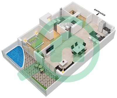 المخططات الطابقية لتصميم النموذج A شقة 1 غرفة نوم - حدائق ويبريدج 3