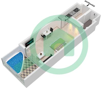 المخططات الطابقية لتصميم النموذج C شقة استوديو - حدائق ويبريدج 3