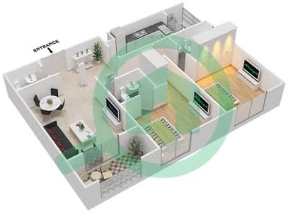 Evershine One - 2 Bed Apartments Type/Unit 3/2BF-GHT Floor plan