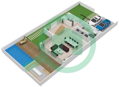 المخططات الطابقية لتصميم النموذج B1 تاون هاوس 3 غرف نوم - الطي هيلز