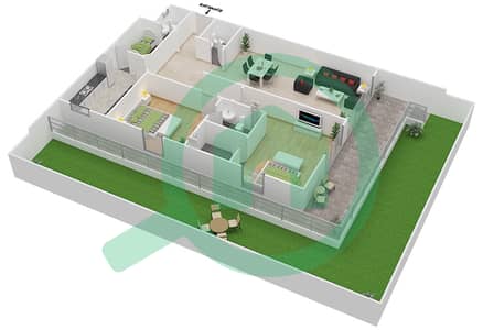 المخططات الطابقية لتصميم النموذج 2B شقة 2 غرفة نوم - مساكن مونتي كارلو