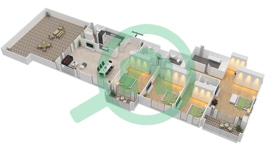 المخططات الطابقية لتصميم الوحدة 6 شقة 4 غرف نوم - بناية لامتارا 2