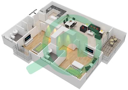 Una Riverside Residence - 2 Bedroom Apartment Suite 1 FLOOR 4-8 Floor plan