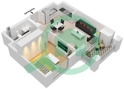 Бриз 3 - Апартамент 1 Спальня планировка Единица измерения 01 FLOOR 9