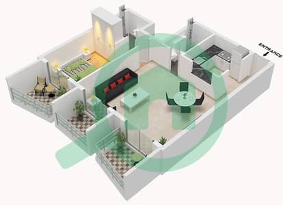 المخططات الطابقية لتصميم الوحدة 7 شقة 1 غرفة نوم - بن غاطي هايتس