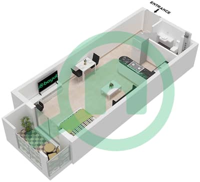 Силикон Стар 2 Билдинг - Апартамент Студия планировка Тип/мера 4 / UNIT 3 FLOOR 1,2