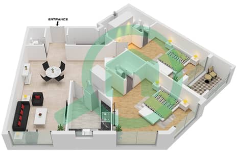 Силикон Стар 2 Билдинг - Апартамент 2 Cпальни планировка Тип/мера 11 / UNIT 10 FLOOR 1,2