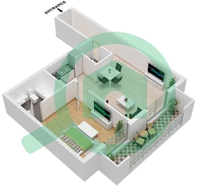 Силикон Стар 2 Билдинг - Апартамент 1 Спальня планировка Тип/мера 11 / UNIT 3 FLOOR 5