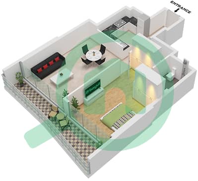 浪潮大厦 - 1 卧室公寓单位04戶型图