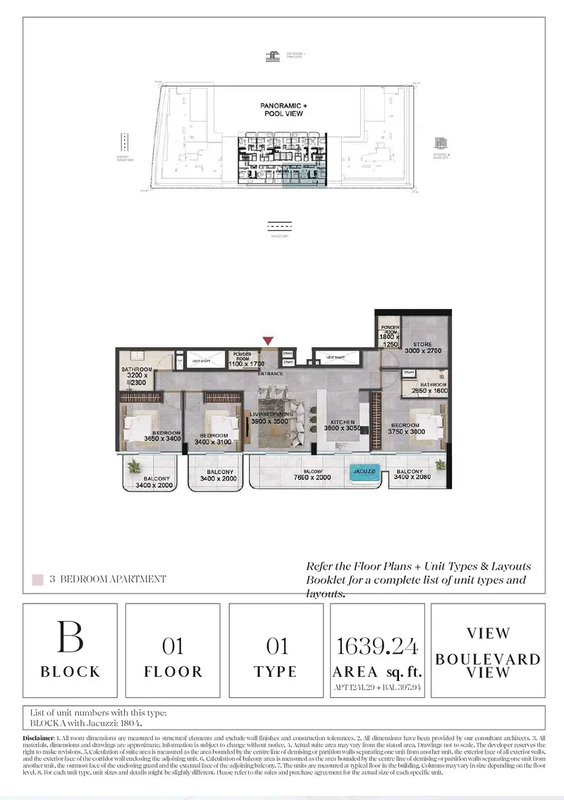 3 BR floor plan