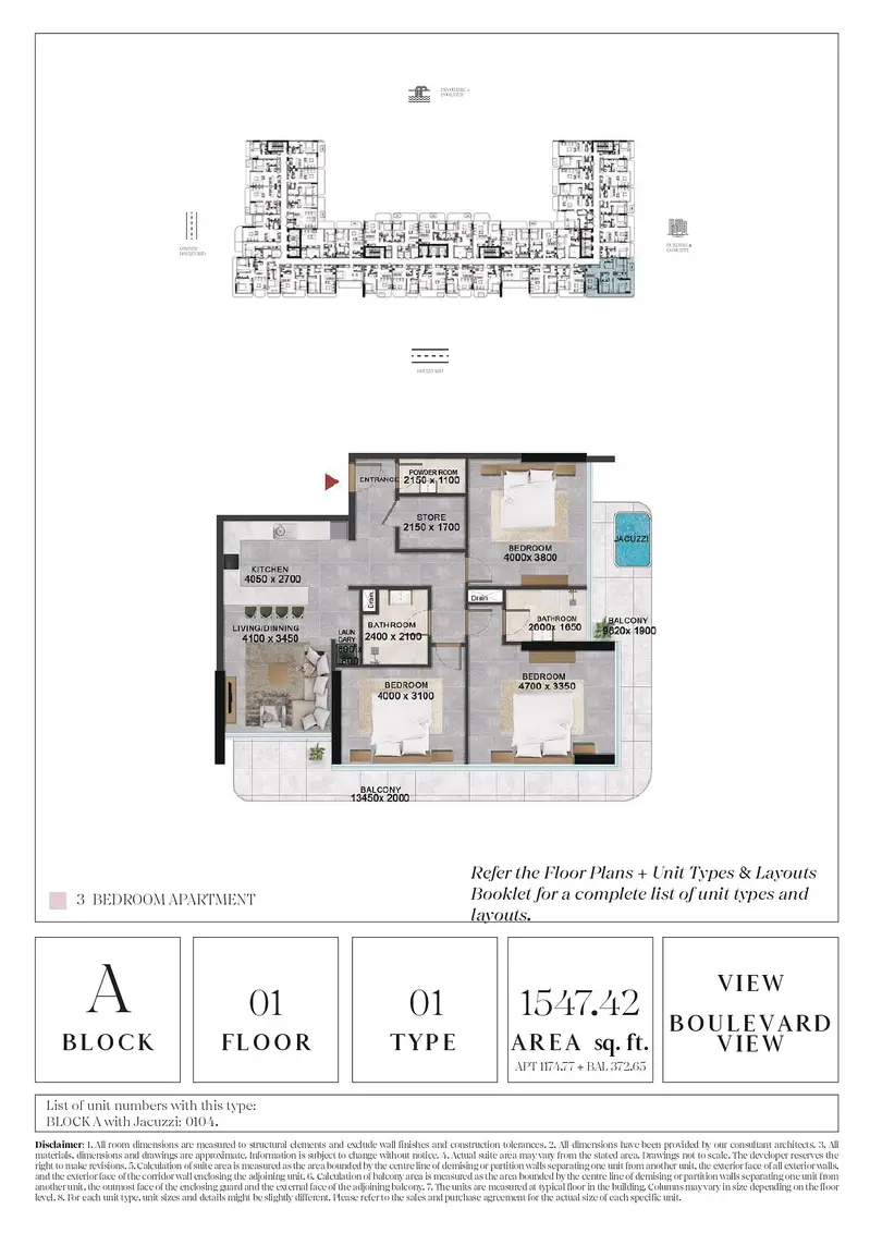 3 BR floor plan