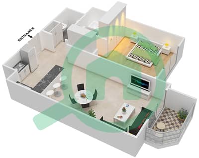 喷泉公寓 - 1 卧室公寓类型／单位C/18戶型图