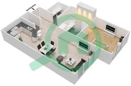 美索不达米亚区 - 1 卧室公寓类型U戶型图