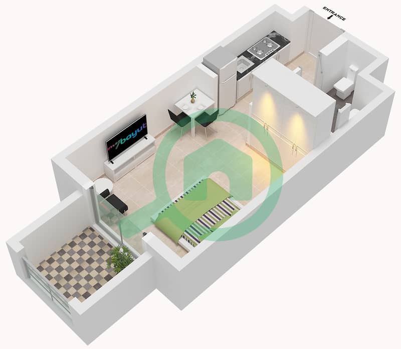 Candace Aster - Grundriss für Studio Wohnung Typ A Type A interactive3D