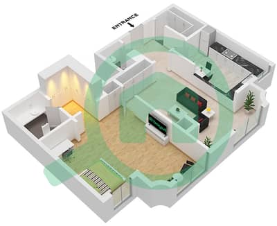 المخططات الطابقية لتصميم الوحدة 10 FLOOR 1 شقة 1 غرفة نوم - برج ماي ريزيدنس 1