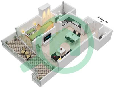 运河山庄 2号 - 1 卧室公寓类型H1-M戶型图