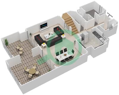 المخططات الطابقية لتصميم الوحدة 1228 شقة 3 غرف نوم - عطارين