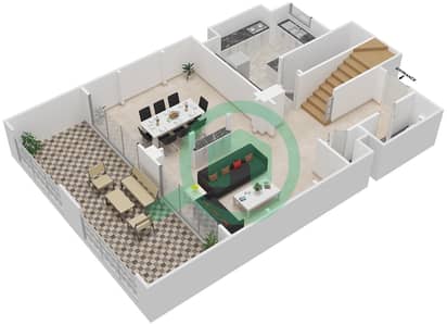 المخططات الطابقية لتصميم الوحدة 1235 شقة 2 غرفة نوم - عطارين